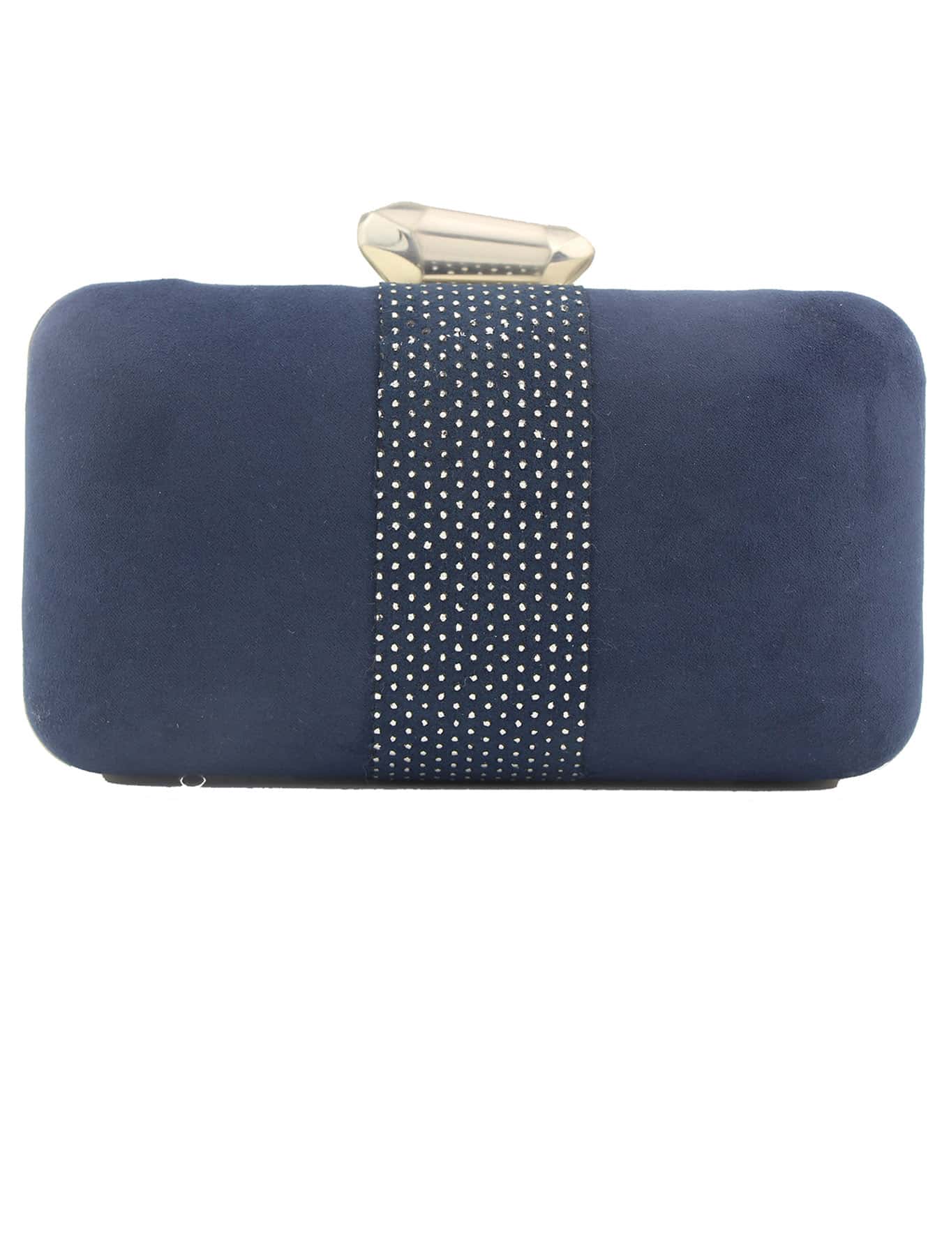 Sac boîte mini avec strass - Bleu marine - Voir 1