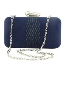 Sac boîte mini avec strass - Bleu marine - Voir 7