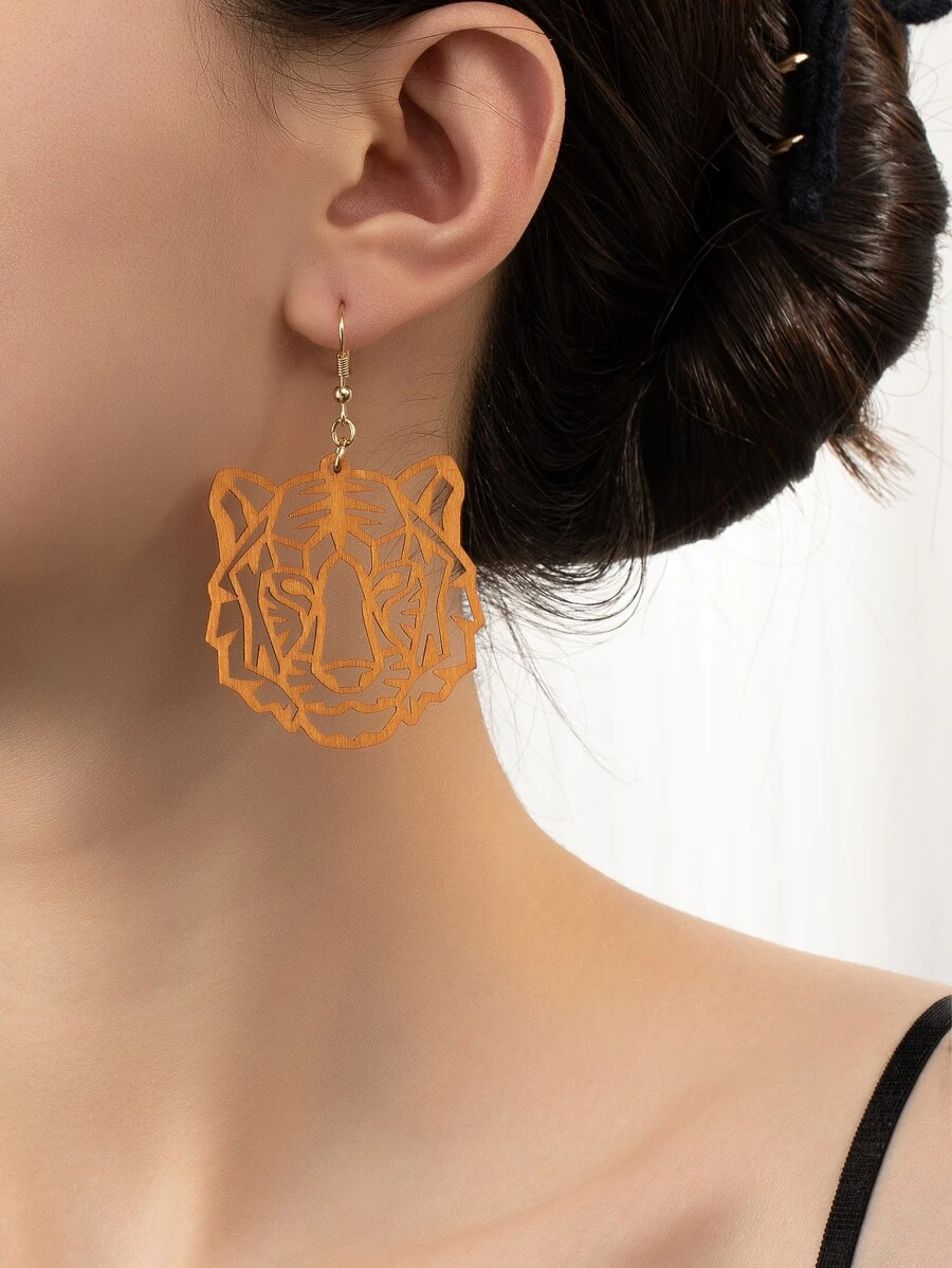 2入組老虎頭耳墜 - 彩色 - 查看 1