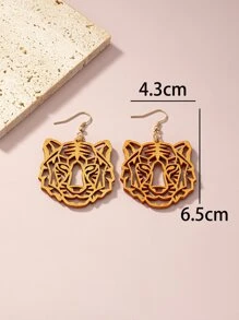 2入組老虎頭耳墜 - 彩色 - 查看 4