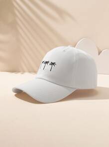 Gorra de béisbol con estampado de árbol de coco - Blanco - Ver 3