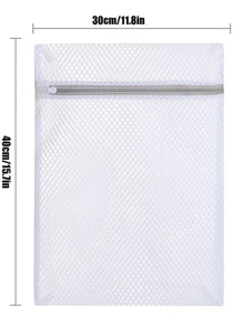 Set de 3 bolsas de lavandería de malla gruesa de 30x40cm, para primavera, minimalistas, tops de verano - Blanco - Ver 3