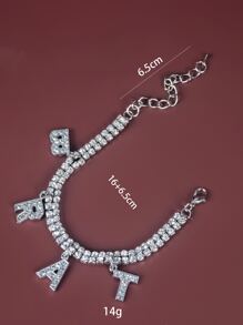 Pulsera con diamante de imitación con diseño de letra - Plateado - Ver 6