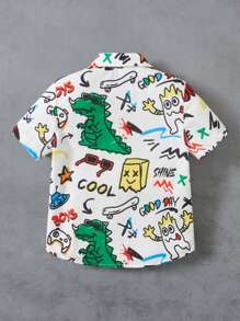 SHEIN Toddler Boys Cartoon & Letter Graphic Shirt - Multicolor - View 2