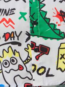 SHEIN Toddler Boys Cartoon & Letter Graphic Shirt - Multicolor - View 4