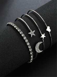 NAIDU 5pcs/Set Fashion Square Steel Band Ladies Watch