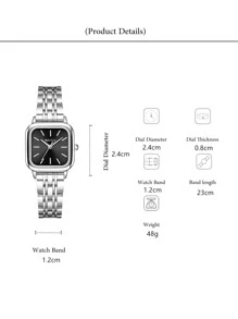 NAIDU 5pcs/Set Fashion Square Steel Band Ladies Watch