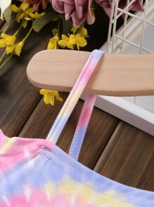 SHEIN Explorewe Tween Girl Tie Dye Heart Print Asymmetrical Neck Tee - Multicolor - View 5