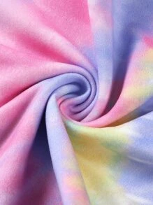 SHEIN Explorewe Tween Girl Tie Dye Heart Print Asymmetrical Neck Tee - Multicolor - View 6