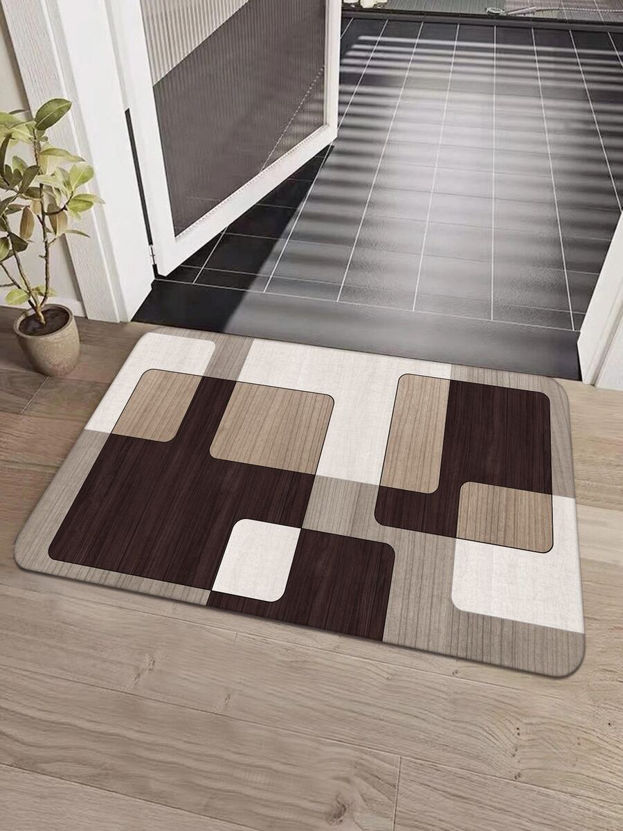 1pc Geometric Pattern Anti-slip Door Mat - Multicolor - View 1