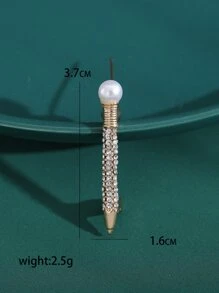 Broche con perla artificial & con diamante de imitación lápiz - Amarillo Oro - Ver 3