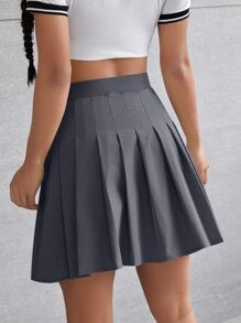 SHEIN Unity Falda fruncido con cremallera lateral - Gris - Ver 2