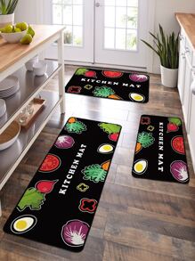 1 Thảm Rau & Chữ Đồ Họa Thảm Nhà Bếp, Thảm Nhà Bếp Polyester Dễ Thương Cho Nhà Bếp - Nhiều màu - Xem 1