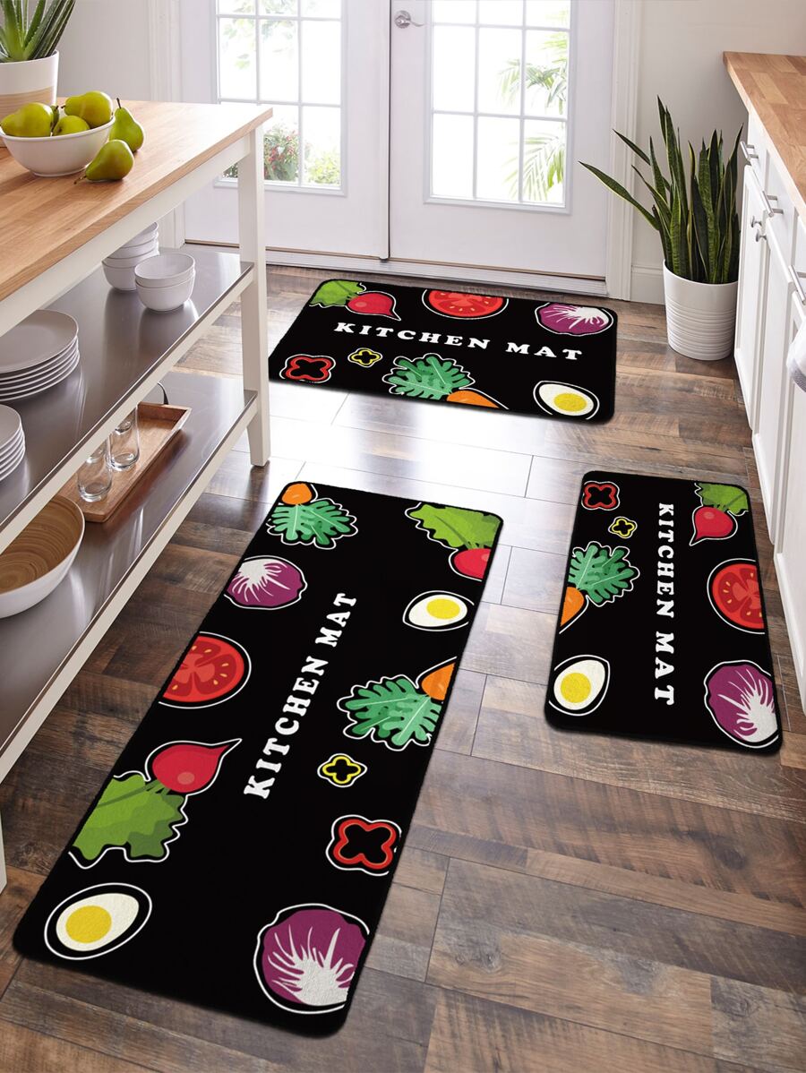 1 Thảm Rau & Chữ Đồ Họa Thảm Nhà Bếp, Thảm Nhà Bếp Polyester Dễ Thương Cho Nhà Bếp - Nhiều màu - Xem 1