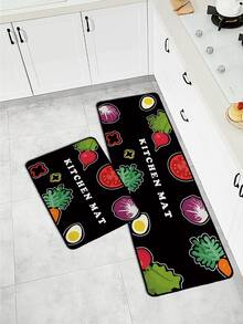 1 Thảm Rau & Chữ Đồ Họa Thảm Nhà Bếp, Thảm Nhà Bếp Polyester Dễ Thương Cho Nhà Bếp - Nhiều màu - Xem 4