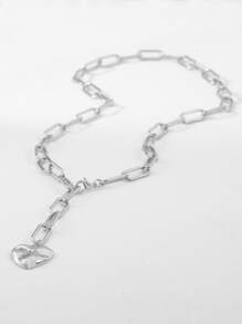 Nooxian 方晶鋯石裝飾愛心掛飾項鍊 - 銀色 - 查看 3