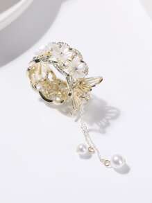 Sáp Vuốt Tóc Trang Trí Hoa & Ngọc Trai Giả Ngẫu Nhiên - Vàng - Xem 5