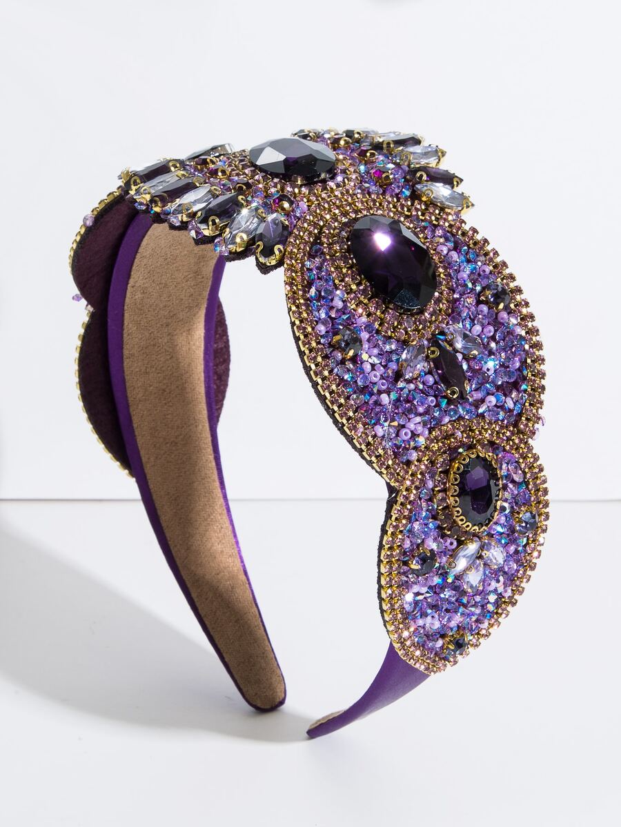 方晶鋯石裝飾髮箍 - 彩色 - 查看 1