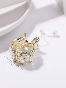 Sáp Vuốt Tóc Trang Trí Hoa & Ngọc Trai Giả Ngẫu Nhiên - Vàng - Xem 6