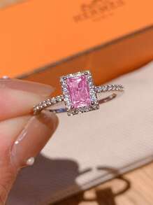 Tkool Rectangle Gemstone Decor Ring - Multicolor - View 2