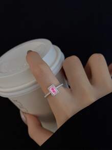 Tkool Rectangle Gemstone Decor Ring - Multicolor - View 3