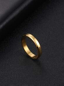 男士極簡戒指不銹鋼龐克嘻哈風格 - 金黃色 - 查看 3