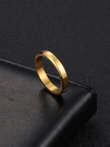 男士極簡戒指不銹鋼龐克嘻哈風格 - 金黃色 - 查看 2