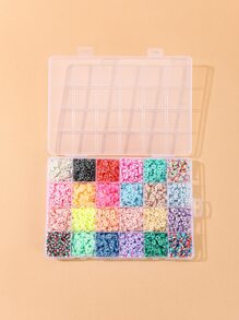 約 4000 顆 1 盒 24 色聚合物黏土扁平圓形間隔黑石珠套裝適用於 Diy 手鍊和項鍊，珠子尺寸：6 毫米 - 彩色 - 查看 5