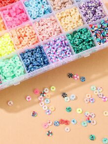 約 4000 顆 1 盒 24 色聚合物黏土扁平圓形間隔黑石珠套裝適用於 Diy 手鍊和項鍊，珠子尺寸：6 毫米 - 彩色 - 查看 6