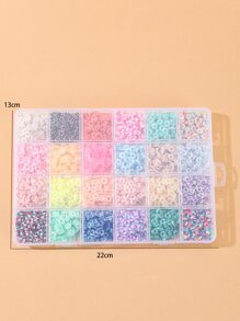 約 4000 顆 1 盒 24 色聚合物黏土扁平圓形間隔黑石珠套裝適用於 Diy 手鍊和項鍊，珠子尺寸：6 毫米 - 彩色 - 查看 7