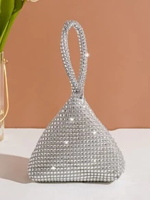 Vincy Glitter Handbag Glamorous Glitter Bling, Sequin, Luxury, Shiny Mini Rhinestone Decor Novelty Bag, Perfect Bride Purse For Wedding, Prom & Party Events Evening Bag, Dinner Bag For Party Girl, Woman - Silver - View 1