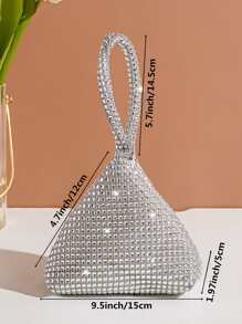 Vincy Glitter Handbag Glamorous Glitter Bling, Sequin, Luxury, Shiny Mini Rhinestone Decor Novelty Bag, Perfect Bride Purse For Wedding, Prom & Party Events Evening Bag, Dinner Bag For Party Girl, Woman - Silver - View 4