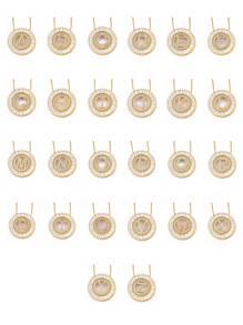 1入組字母細節方晶鋯石圓形吊飾項鍊 - 金黃色 - 查看 2