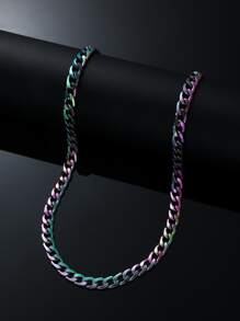 男士鐳射鏈條樣式項鍊不銹鋼龐克嘻哈風格 - 彩色 - 查看 10