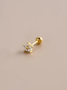 1pc Cubic Zirconia Flower Stud Earring Valentines,Mom,Mother,Mother's Day,Gift - Yellow Gold - View 1
