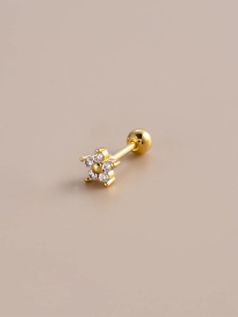 1pc Cubic Zirconia Flower Stud Earring Valentines,Mom,Mother,Mother's Day,Gift