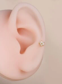 1pc Cubic Zirconia Flower Stud Earring Valentines,Mom,Mother,Mother's Day,Gift - Yellow Gold - View 2