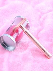 2pcs Hair Removal Kit,1pc Double Edge Safety Razor for Men Without Blade & 1pc Cleaning Brush,Reusable Travel Essentials Women Razor,Fathers Day Gifts,Easy to Clean - Rose Gold - View 1