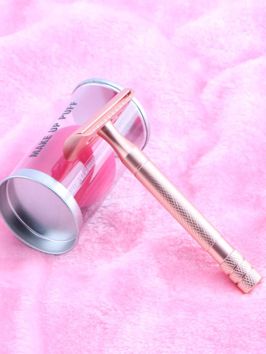 2pcs Hair Removal Kit,1pc Double Edge Safety Razor for Men Without Blade & 1pc Cleaning Brush,Reusable Travel Essentials Women Razor,Fathers Day Gifts,Easy to Clean - Rose Gold - View 1
