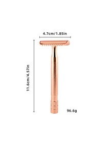 2pcs Hair Removal Kit,1pc Double Edge Safety Razor for Men Without Blade & 1pc Cleaning Brush,Reusable Travel Essentials Women Razor,Fathers Day Gifts,Easy to Clean - Rose Gold - View 3