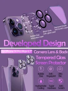 Bộ bảo vệ màn hình điện thoại trong suốt 2 tấm & Bộ bảo vệ ống kính 2 tấm tương thích với iPhone 15/15Pro/15Plus/15Promax - Trong sáng - Xem 4