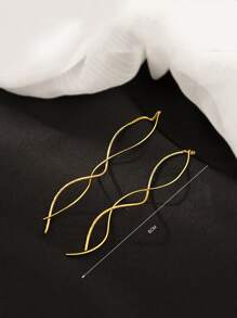 CVNANA Spiral Design Threader Earrings - Yellow Gold - View 4