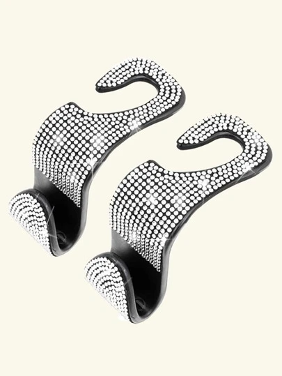 2入組水鑽裝飾汽車座椅背鉤