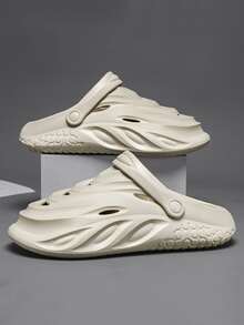 Men Cut Out Slingback Clogs Beige Vent Clogs - Beige - View 1