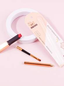 1 件初学者唇刷，轻巧便携，带盖，优质化妆刷工具 - 金色 - 查看 4