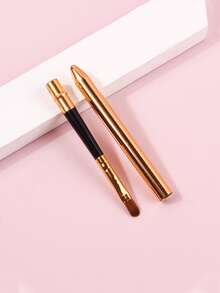 1 件初学者唇刷，轻巧便携，带盖，优质化妆刷工具 - 金色 - 查看 3