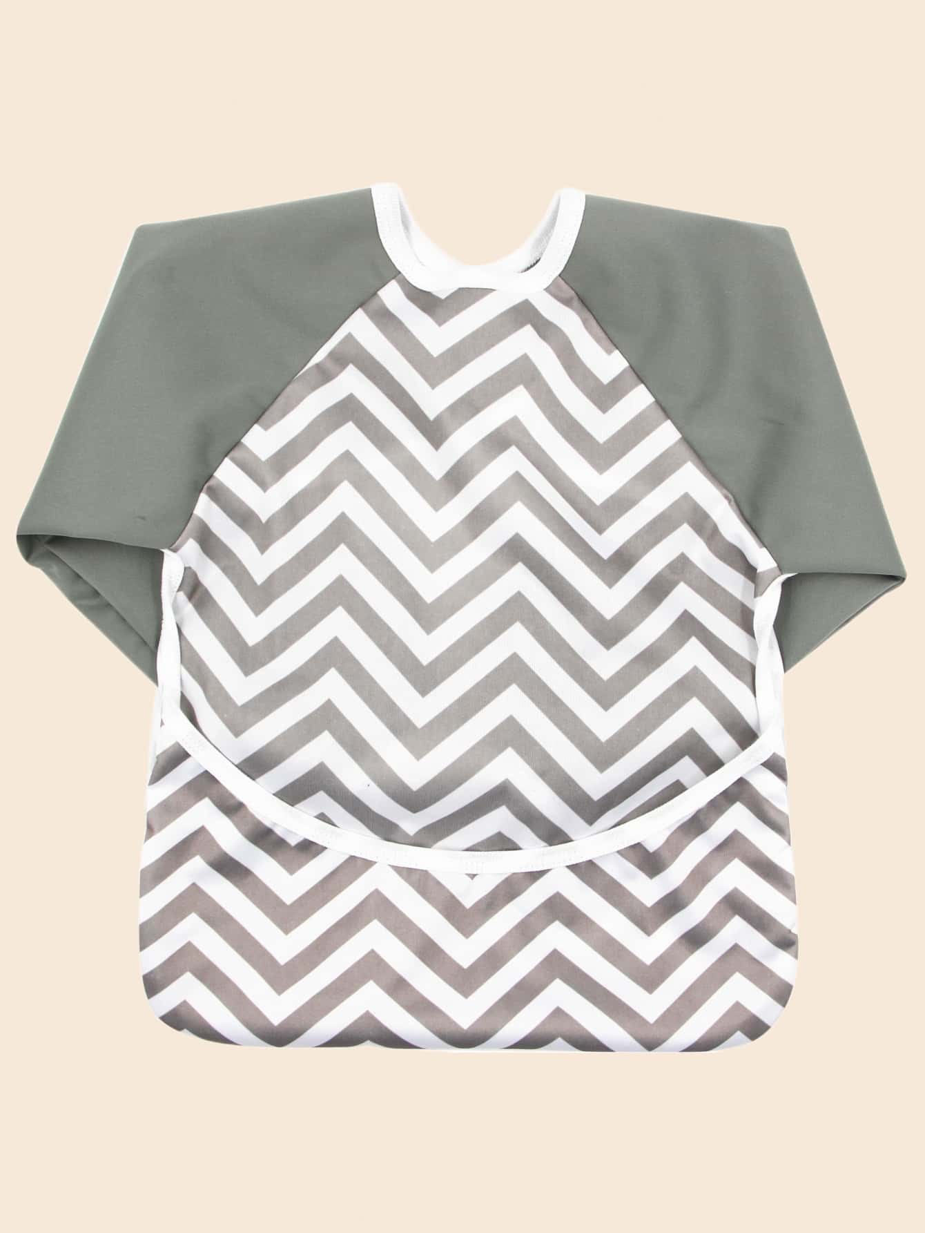 Baby Geometric Print Sleeve Bib - Grey - View 1