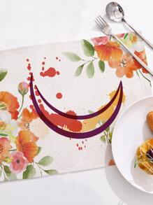 1pc Moon & Floral Pattern Placemat - Multicolor - View 2
