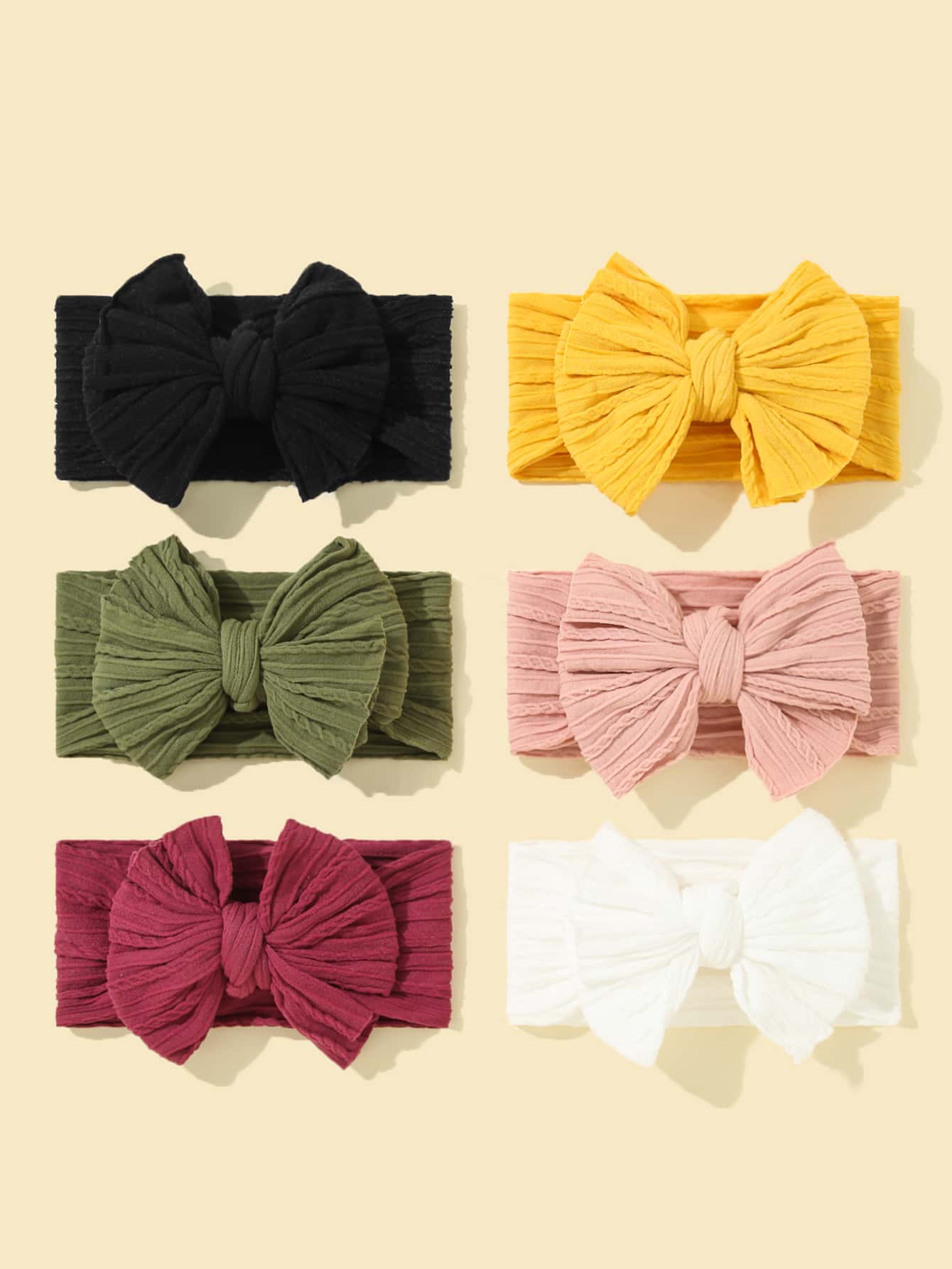 6pcs Baby Soft Nylon Headbands With Bowknot - Multicolor - View 1