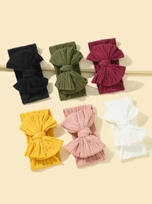 6pcs Baby Soft Nylon Headbands With Bowknot - Multicolor - View 3